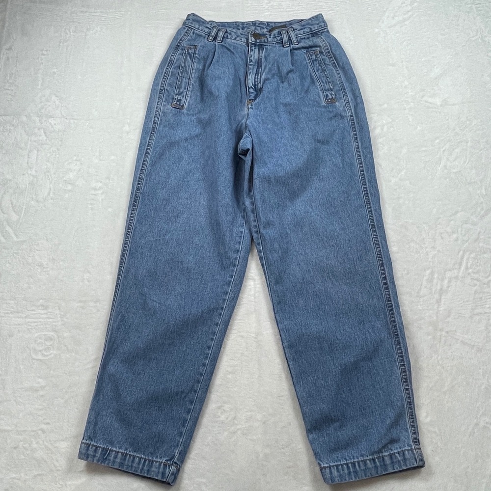 Vintage 90s Lizwear Petite High Waisted Pleated Tapered Leg Jeans‎ Blue Size 6P
